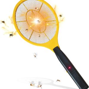 Electric Fly Zapper Racket – Bug Zapper & Fly Swatter with Protective Mesh, Mosquito & Insect Killer for Indoor & Outdoor Use