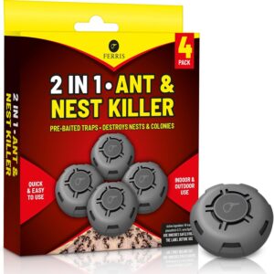 FERRIS Ant Killer Bait Stations – 4 Pack | Destroys Ants & Nests, Indoor & Outdoor Use