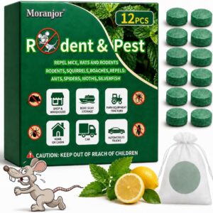 12-Pack Mice Repellent Balls – Long-Lasting Rodent & Pest Deterrent for Indoor & Outdoor Use, Repels Mice, Rats, Spiders & Roaches, Ideal for Cars, RVs, Garages, Sheds & Boats