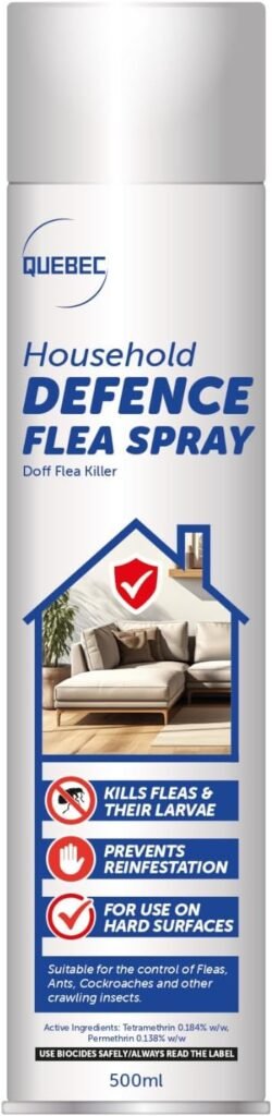 Quebec Household Flea Spray 500ml – Flea, Tick, Bed Bug & Insect Control for Indoor Home Use