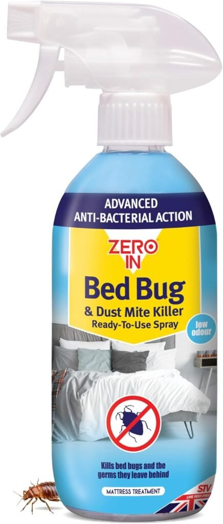 Zero In Bed Bug & Dust Mite Killer Spray – 500ml | Ready-to-Use, Water-Based Formula, Up to 12 Weeks Protection