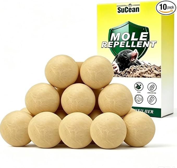 10 Pack Mole Repellent Balls UK – Natural Plant-Based Mole Deterrent for Gardens & Lawns, Weather-Resistant Outdoor Mole Repeller