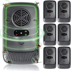 6-Pack Ultrasonic Pest Repeller Plug-in | 4-Mode Pest Control for Mice, Insects, Spiders & Mosquitoes | Safe for Kids & Pets