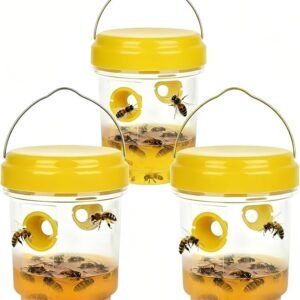 3-Pack Reusable Hanging Wasp Traps for Indoor & Outdoor Use