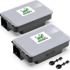 2-Pack Rat and Mouse Bait Boxes with Clear Lids, Rodent Bait Stations