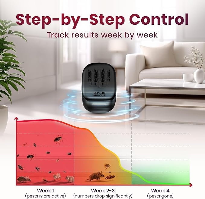 Ultrasonic Mice & Rat Repeller 2-Pack – 3-Mode Indoor Rodent Plug-In (Black Matte) - Image 3